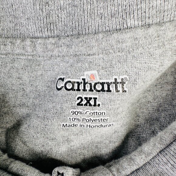 Carhartt Shirt Mens 2XL Polo Collar Short Sleeve Pocket Logo Gray Knit - Picture 2 of 9